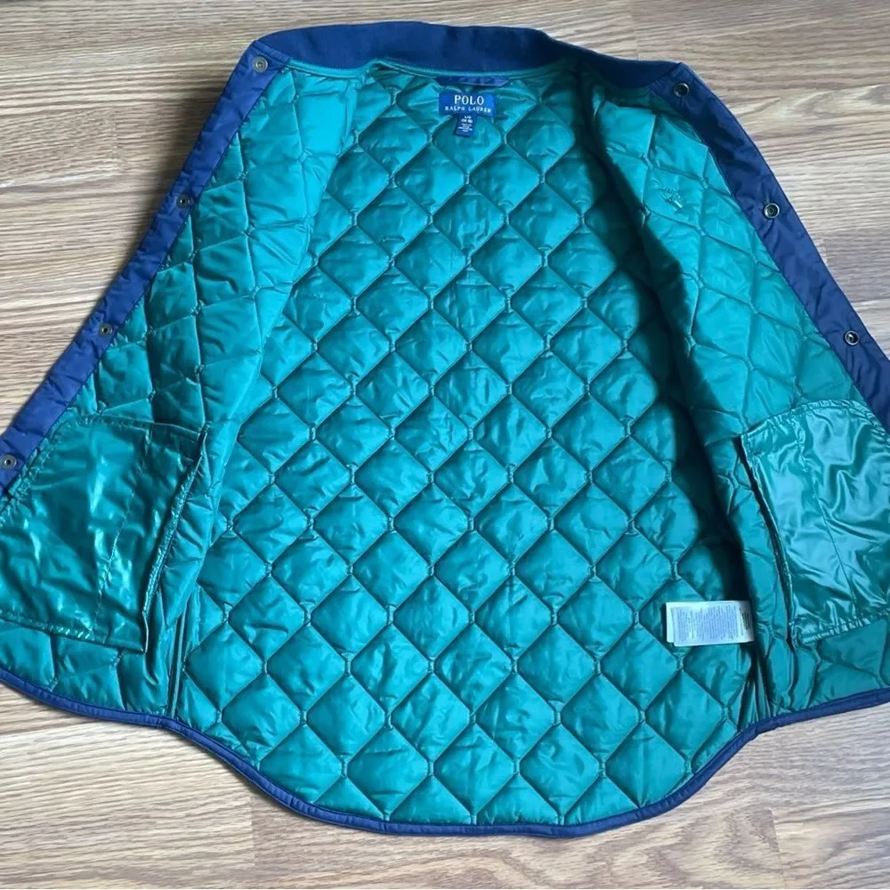 Polo Ralph Lauren Boys L Navy Water Resistant Diamond Quilted Vest Navy Blue